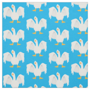 Funny curious domestic goose cartoon illustration fabric