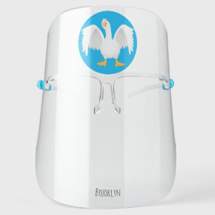 Funny curious domestic goose cartoon illustration face shield