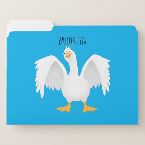 Funny curious domestic goose cartoon illustration file folder