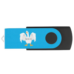 Funny curious domestic goose cartoon illustration flash drive