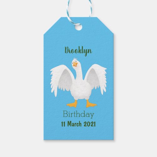 Funny curious domestic goose cartoon illustration gift tags