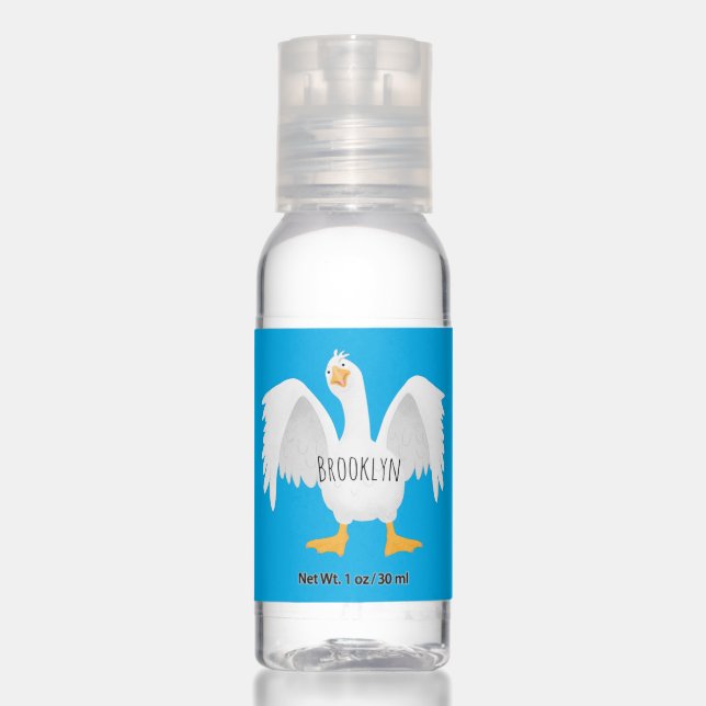 Funny curious domestic goose cartoon illustration hand sanitizer (Front)