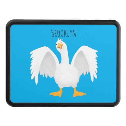 Funny curious domestic goose cartoon illustration  hitch cover