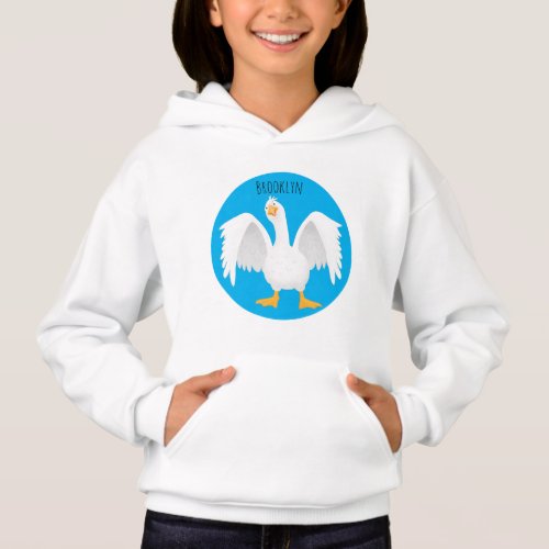 Funny curious domestic goose cartoon illustration hoodie