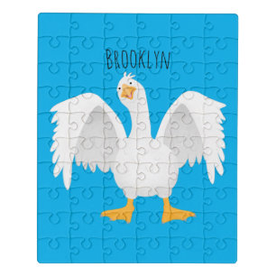 Funny curious domestic goose cartoon illustration jigsaw puzzle