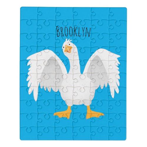 Funny curious domestic goose cartoon illustration jigsaw puzzle
