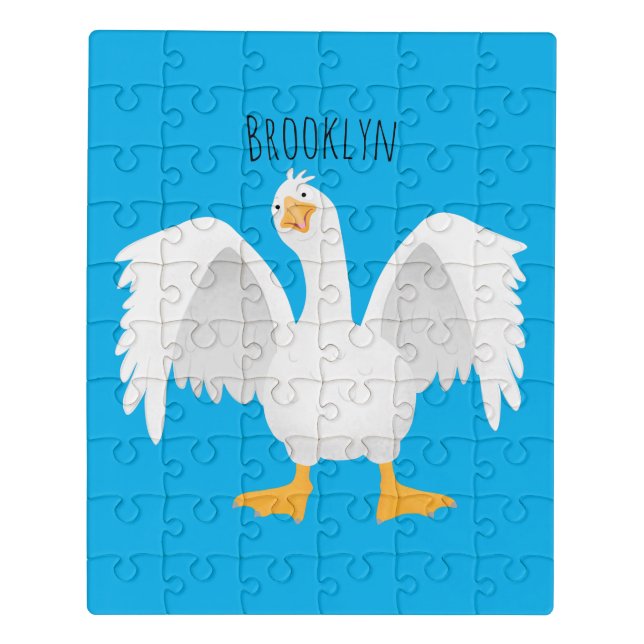 Funny curious domestic goose cartoon illustration jigsaw puzzle (Puzzle Vertical)