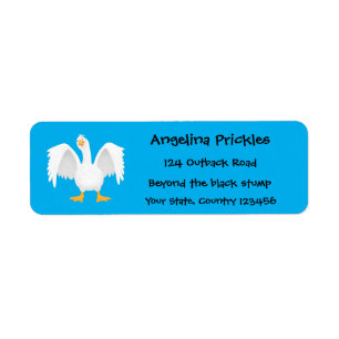 Funny curious domestic goose cartoon illustration label