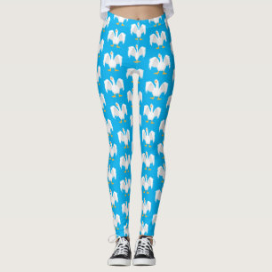 Funny curious domestic goose cartoon illustration leggings