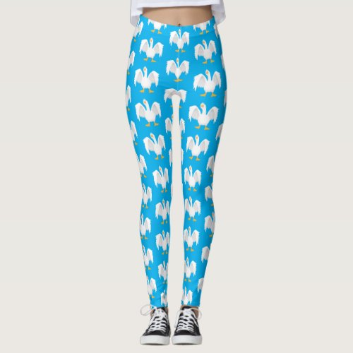 Funny curious domestic goose cartoon illustration leggings