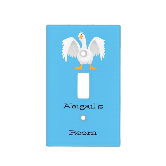 Funny curious domestic goose cartoon illustration light switch cover (Front)