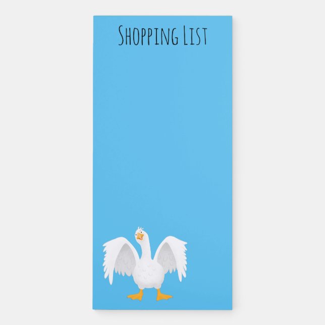 Funny curious domestic goose cartoon illustration  magnetic notepad (Front)