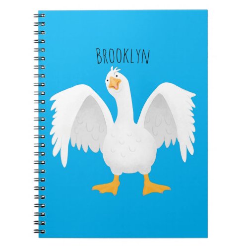Funny curious domestic goose cartoon illustration notebook