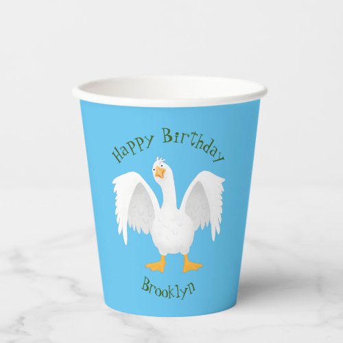 Funny curious domestic goose cartoon illustration paper cups