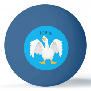 Funny curious domestic goose cartoon illustration ping pong ball
