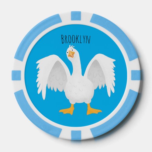 Funny curious domestic goose cartoon illustration poker chips
