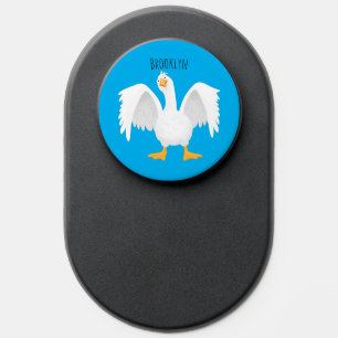 Funny curious domestic goose cartoon illustration PopSocket