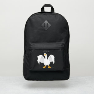Funny curious domestic goose cartoon illustration port authority® backpack