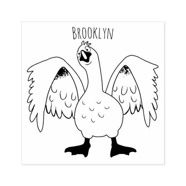 Funny curious domestic goose cartoon illustration rubber stamp (Imprint)