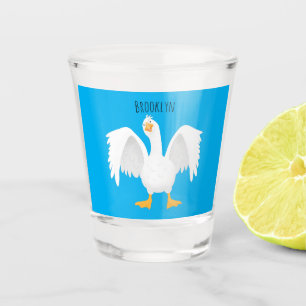 Funny curious domestic goose cartoon illustration shot glass