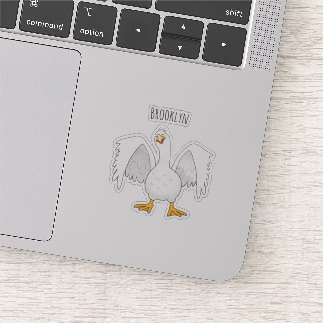 Funny curious domestic goose cartoon illustration sticker (Detail)