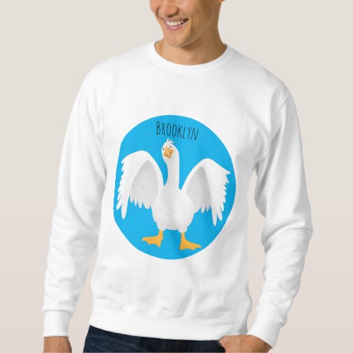 Funny curious domestic goose cartoon illustration sweatshirt