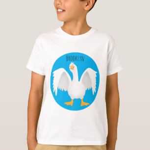 Funny curious domestic goose cartoon illustration T-Shirt