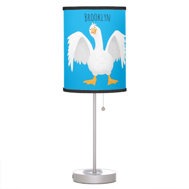 Funny curious domestic goose cartoon illustration table lamp (Left)