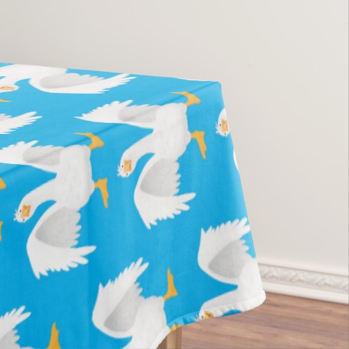 Funny curious domestic goose cartoon illustration tablecloth