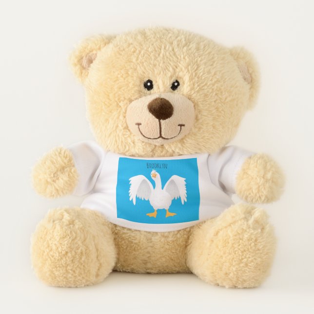 Funny curious domestic goose cartoon illustration teddy bear (Front)