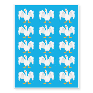 Funny curious domestic goose cartoon illustration temporary tattoos