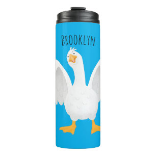 Funny curious domestic goose cartoon illustration thermal tumbler