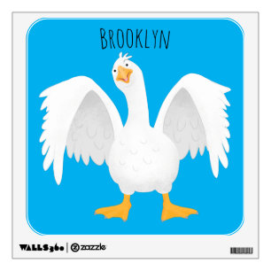Funny curious domestic goose cartoon illustration wall decal