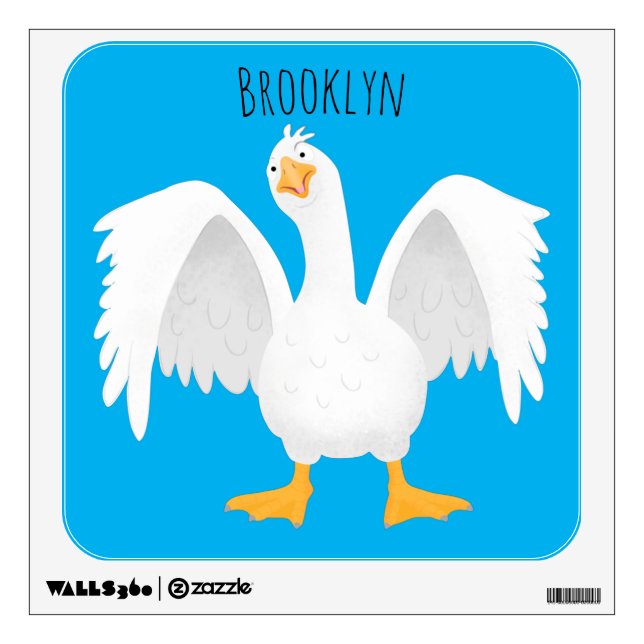 Funny curious domestic goose cartoon illustration wall decal (Front)