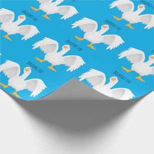 Funny curious domestic goose cartoon illustration wrapping paper