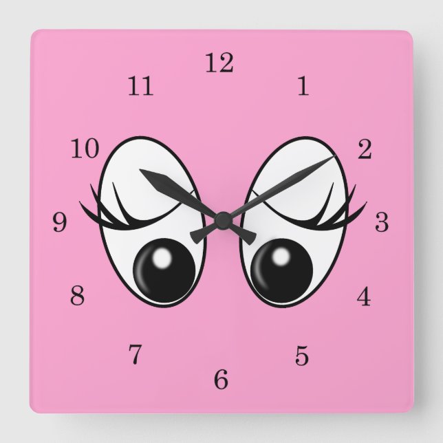 Funny Curious Eyes Pink Wall Clock - Choose Color (Front)
