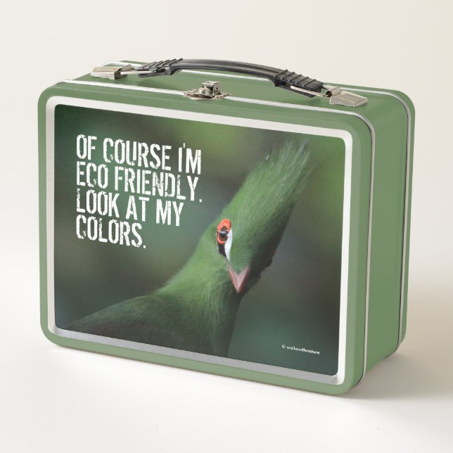 Funny Curious Guinea Turaco Green Bird Metal Lunch Box (Front)
