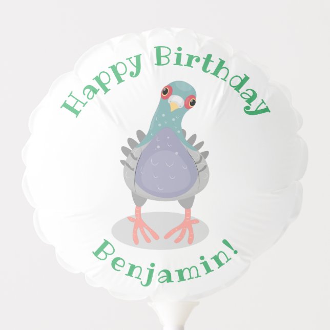Funny curious pigeon cartoon illustration balloon (Front)
