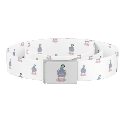 Funny curious pigeon cartoon illustration belt