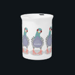 Funny curious pigeon cartoon illustration beverage pitcher<br><div class="desc">This cool,  curious pigeon is drawn in fun cartoon style. Lots of bird fun!</div>