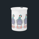 Funny curious pigeon cartoon illustration beverage pitcher<br><div class="desc">This cool,  curious pigeon is drawn in fun cartoon style. Lots of bird fun!</div>