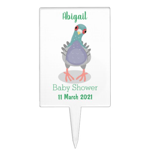 Funny curious pigeon cartoon illustration cake topper