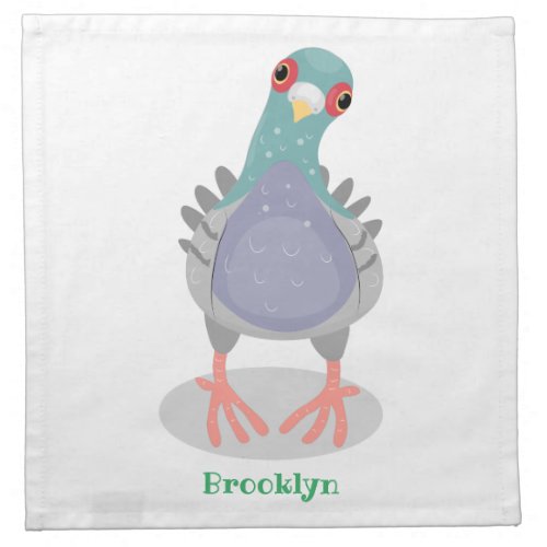 Funny curious pigeon cartoon illustration cloth napkin