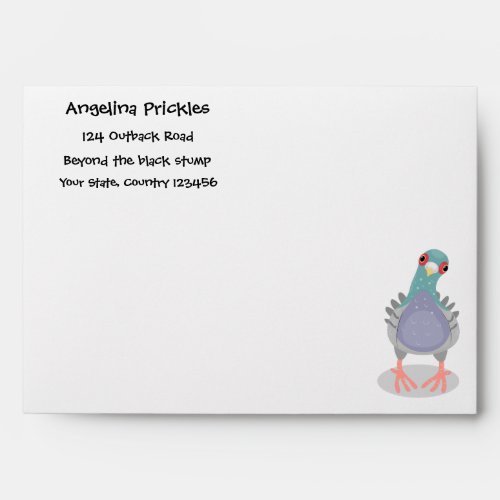 Funny curious pigeon cartoon illustration envelope