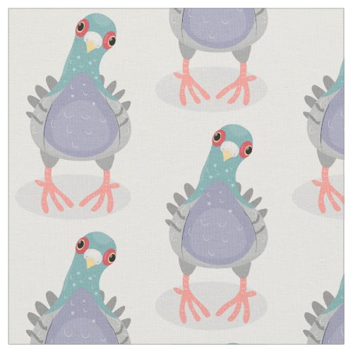 Funny curious pigeon cartoon illustration fabric