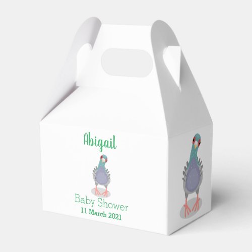 Funny curious pigeon cartoon illustration favor boxes