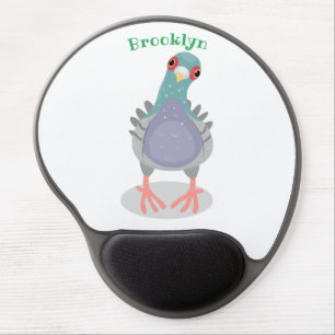 Funny curious pigeon cartoon illustration gel mouse pad