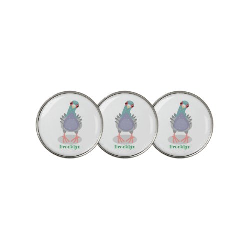 Funny curious pigeon cartoon illustration golf ball marker