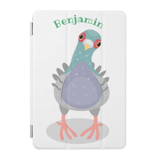 Funny curious pigeon cartoon illustration iPad mini cover (Front)