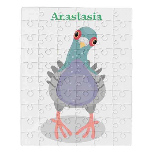 Funny curious pigeon cartoon illustration jigsaw puzzle (Puzzle Vertical)